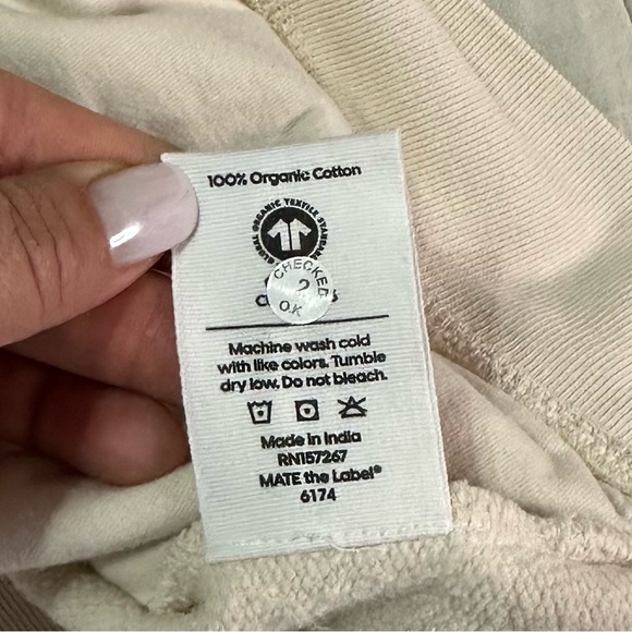 NEW MATE the Label Organic Fleece Half-Zip Sweatshirt — Bone • NWT • Size S - Picture 10 of 13